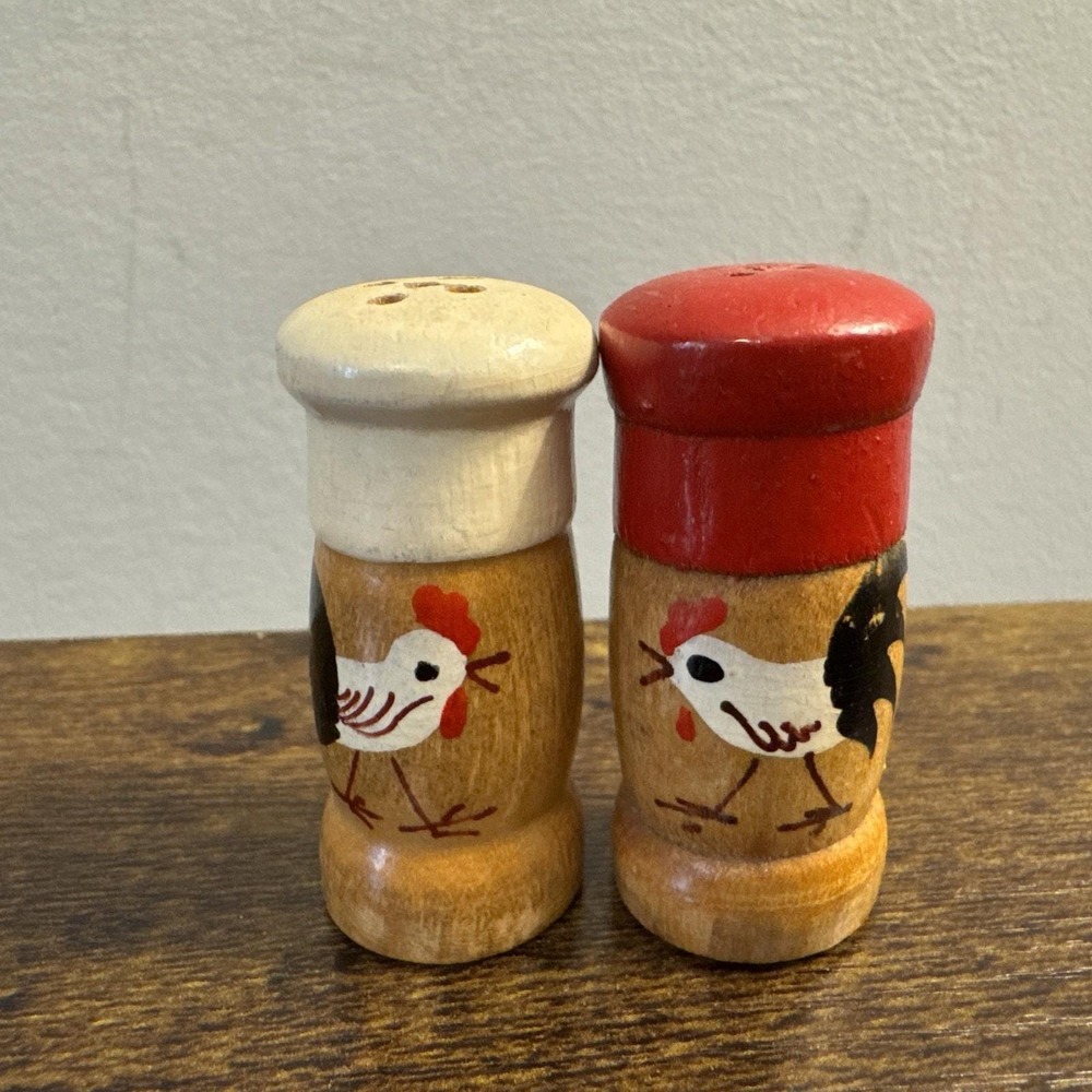 Mini‎ Salt N Pepper Shakers Wood Chicken Frankenmuth Michigan Fischers Bavarian
